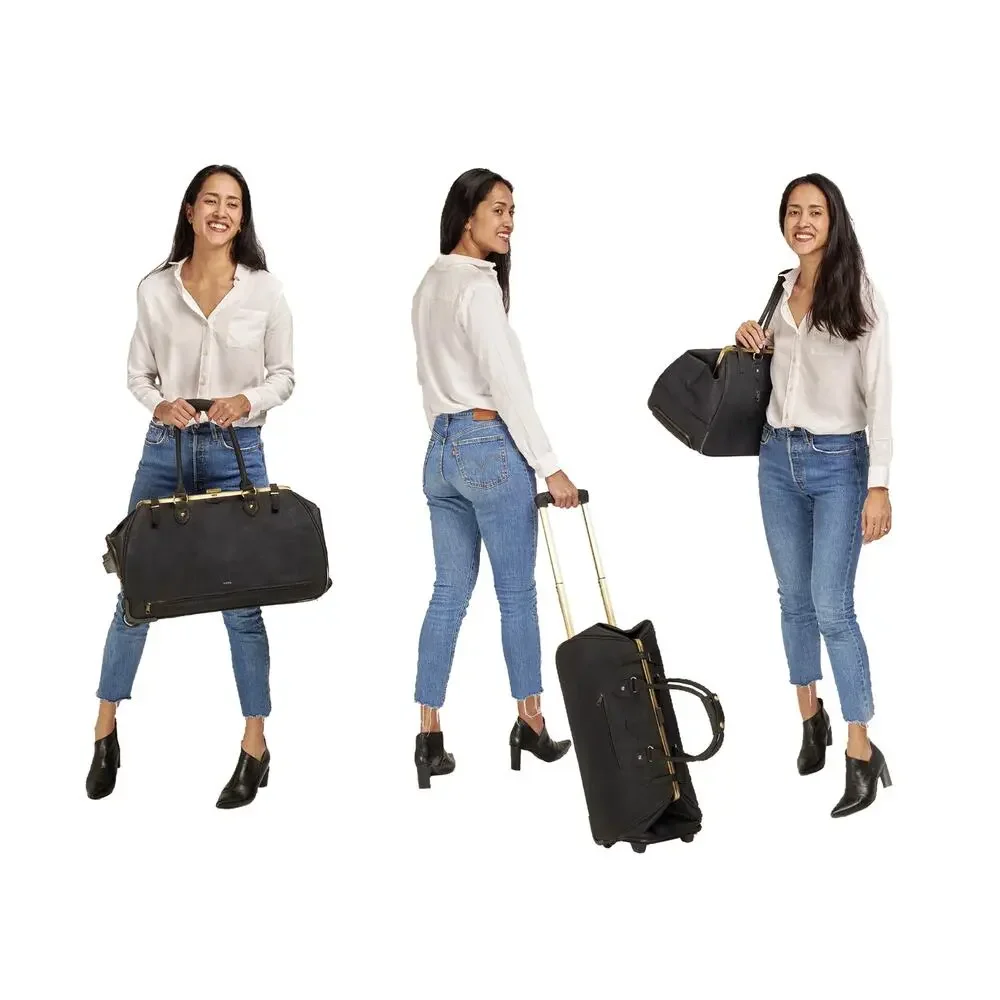 $568 Laflore Paris Trolala Carry-on Bag Cognac Color Cork Brass + Packing Cubes